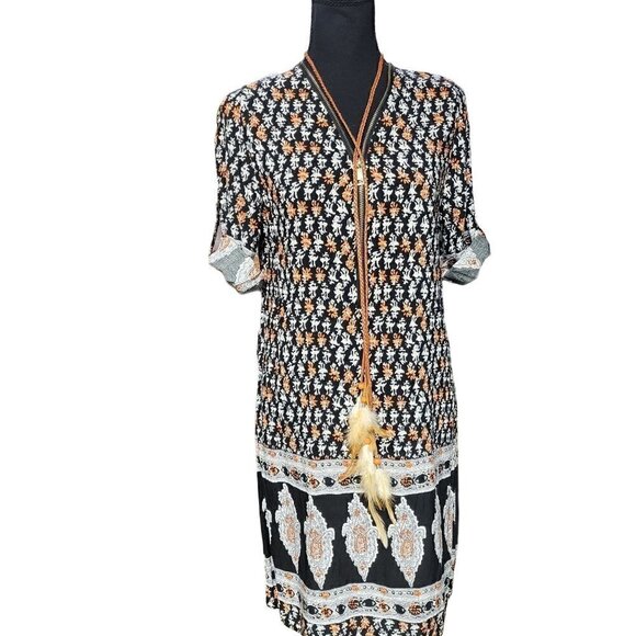 Kessley Lightweight Tribal Themed Mini-Dress, Size Small - Picture 2 of 10